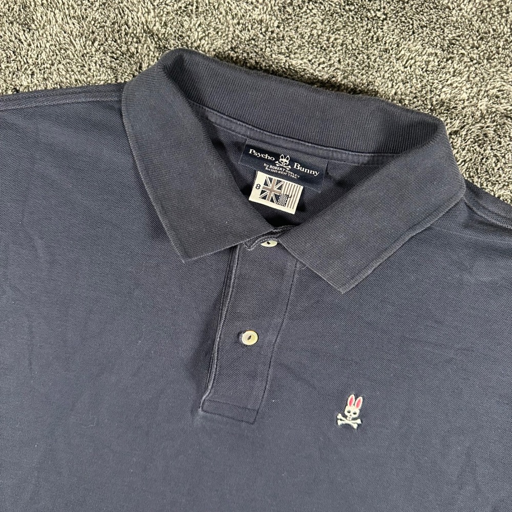 Psycho Bunny Polo Shirt Mens 8 2XL Classic Pima Cotton Navy Short Sleeve Logo
